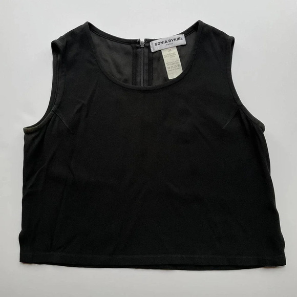 Sonia Rykiel Paris Vintage Crop Top Black Sleeveless Size 38 - Picture 1 of 7